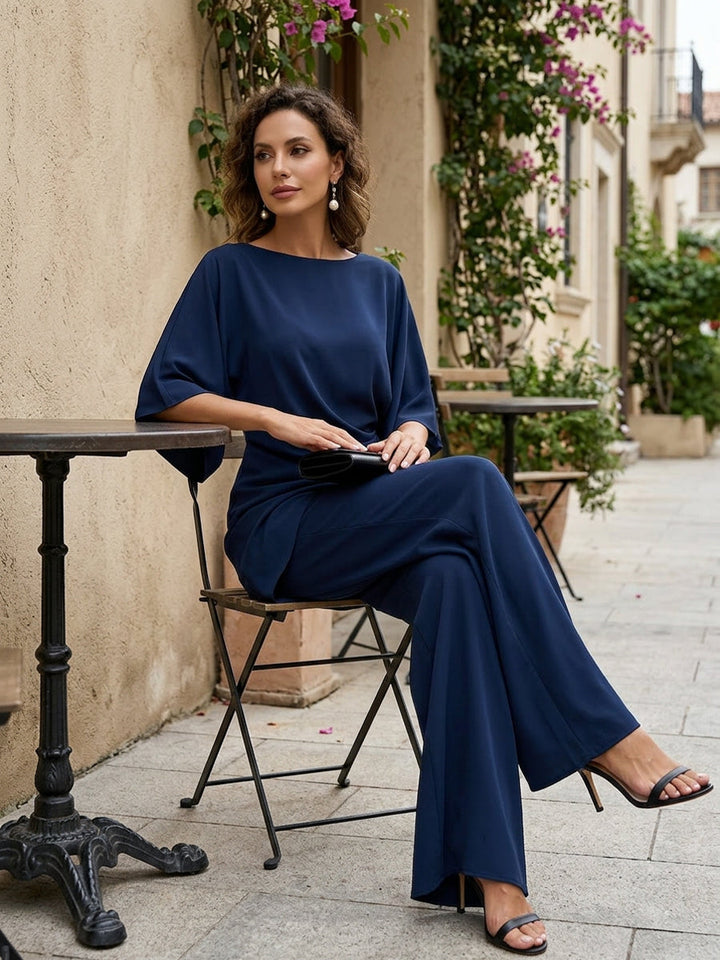 Lucretia™ | Gedrapeerde Asymmetrische Set met Wijde Broek