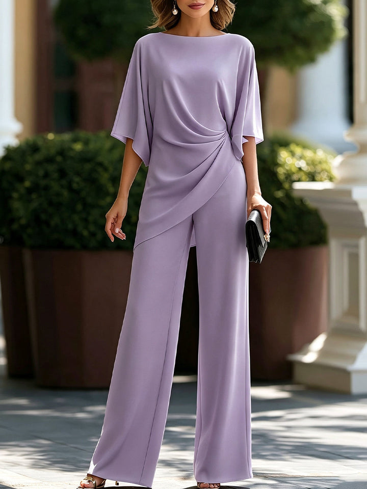 Lucretia™ | Gedrapeerde Asymmetrische Set met Wijde Broek