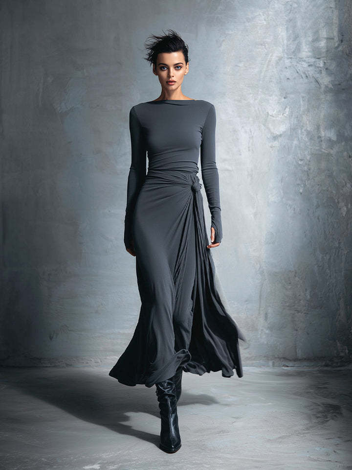Naomie | Maxi-jurk met Zijde Knoop