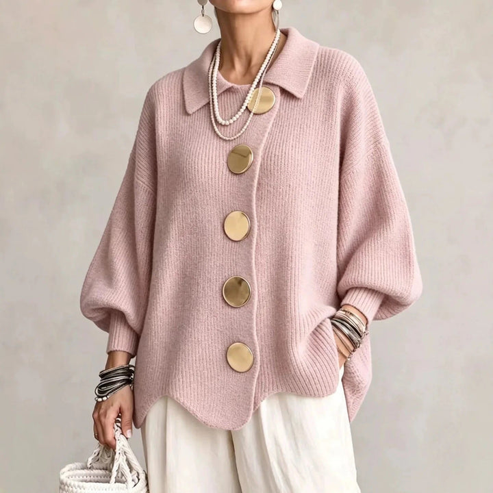Karina | Oversized Vest met Kraag en Knopen