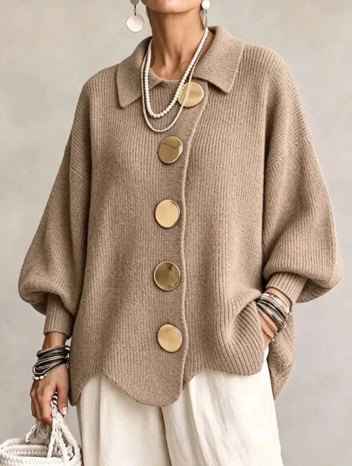 Karina | Oversized Vest met Kraag en Knopen