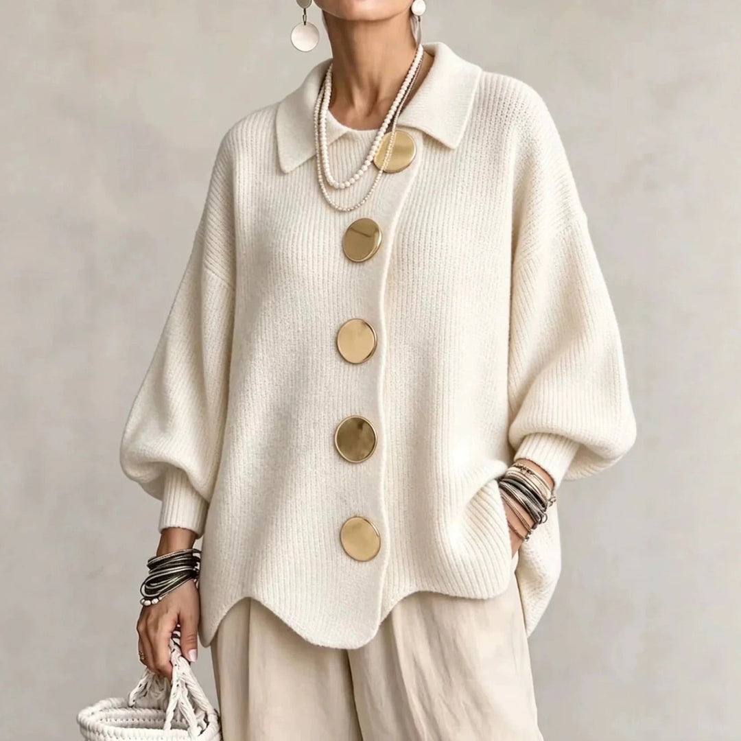 Karina | Oversized Vest met Kraag en Knopen
