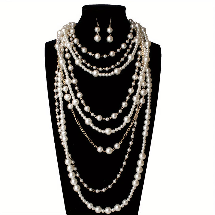 Boho statement set met meerlaagse parels