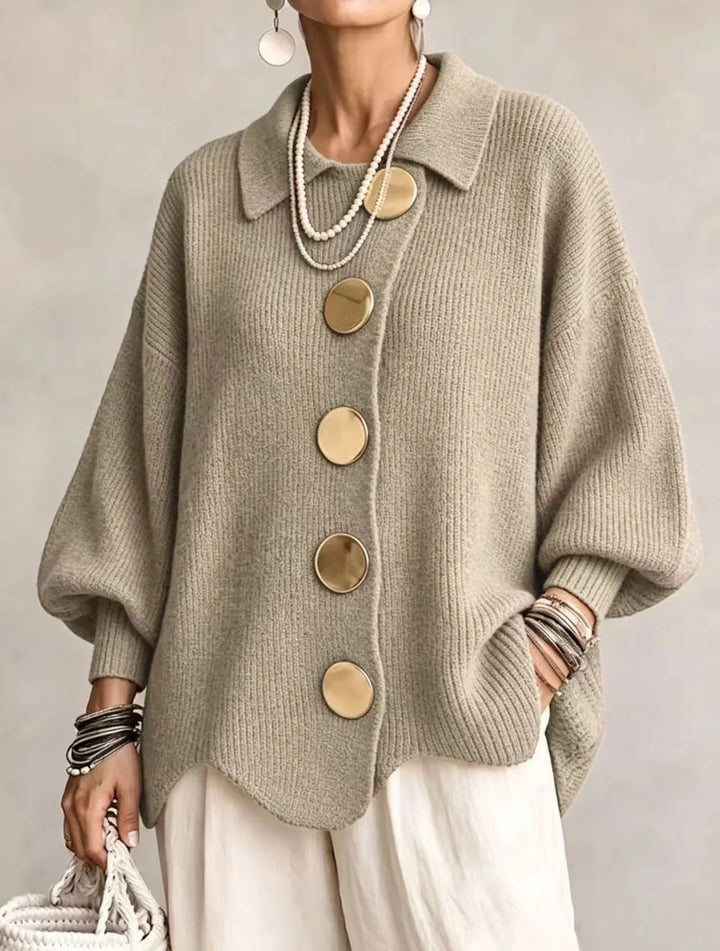 Karina | Oversized Vest met Kraag en Knopen