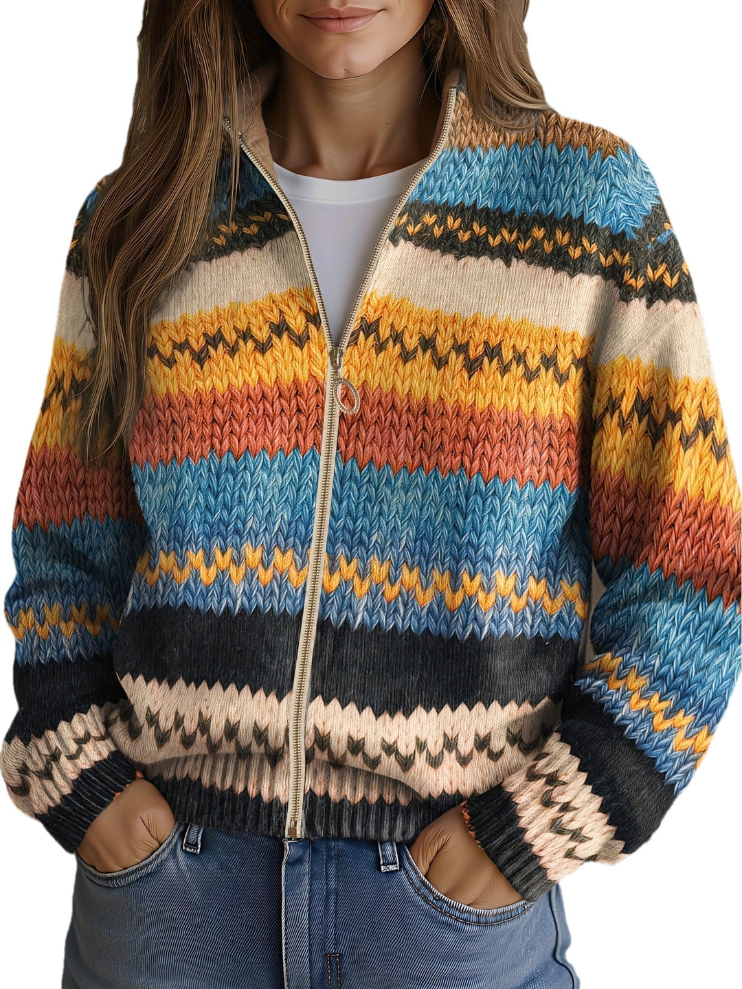 Coba | Zigzag gestreept gebreid vest