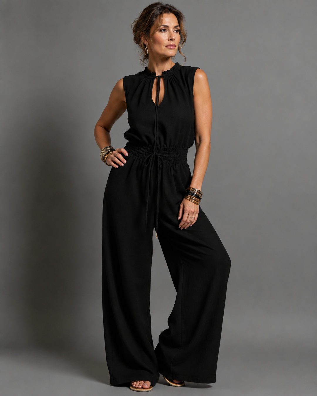 Jette Mouwloze Jumpsuit Met Wijde Pijpen