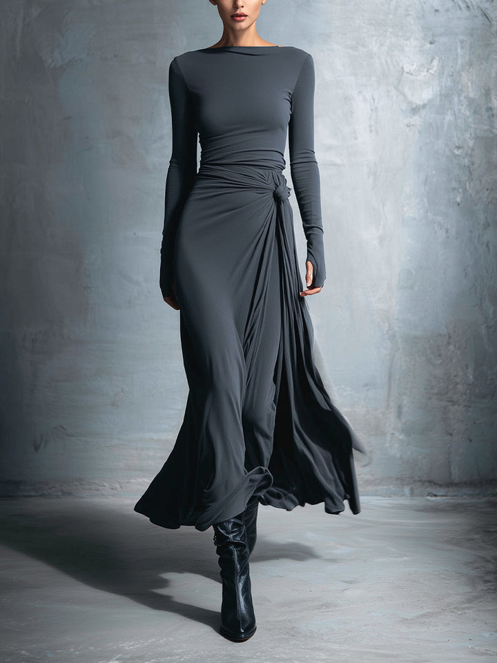 Naomie | Maxi-jurk met Zijde Knoop