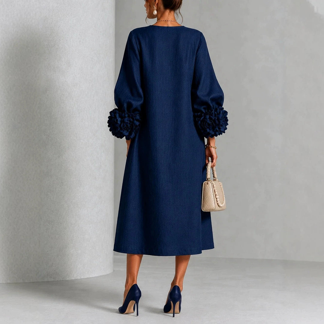 Ivy | Midi-jurk met Rozenmanchetten