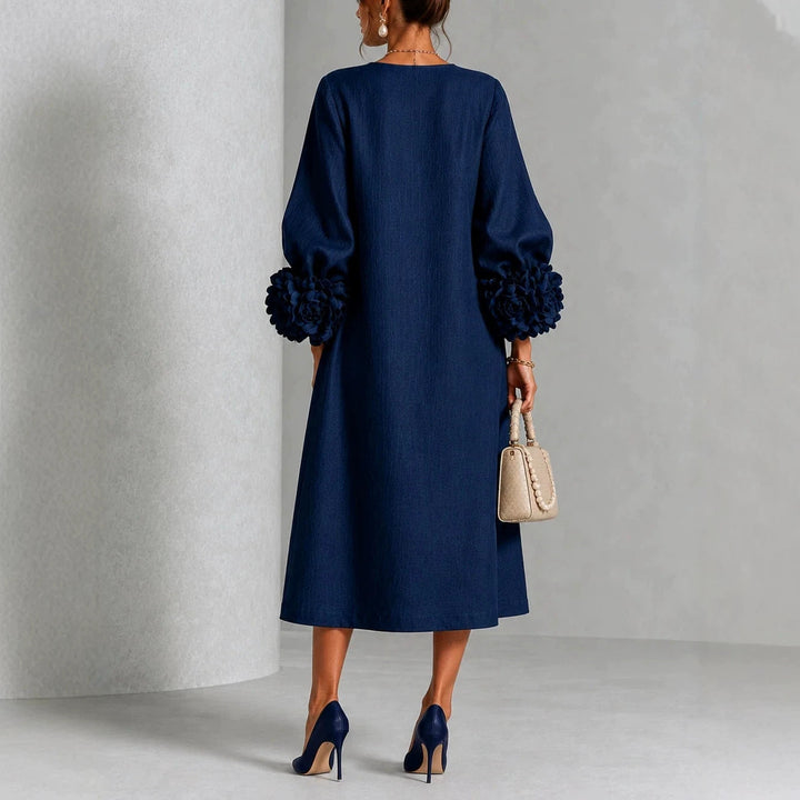 Ivy | Midi-jurk met Rozenmanchetten