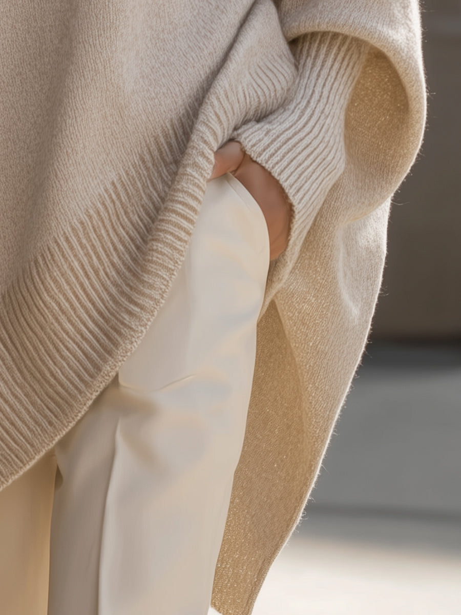 Jennifer | Oversized Trui met Drapering en Wijde Hals
