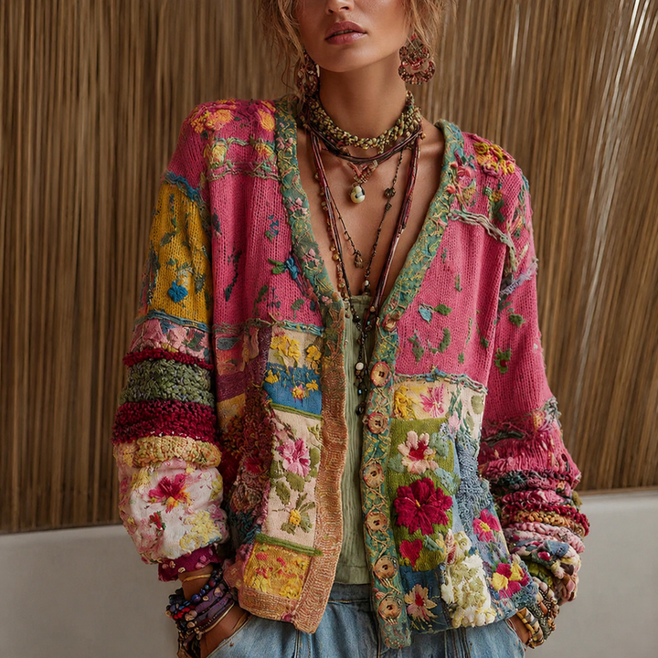 Nelleke | Getextureerd patchwork vest
