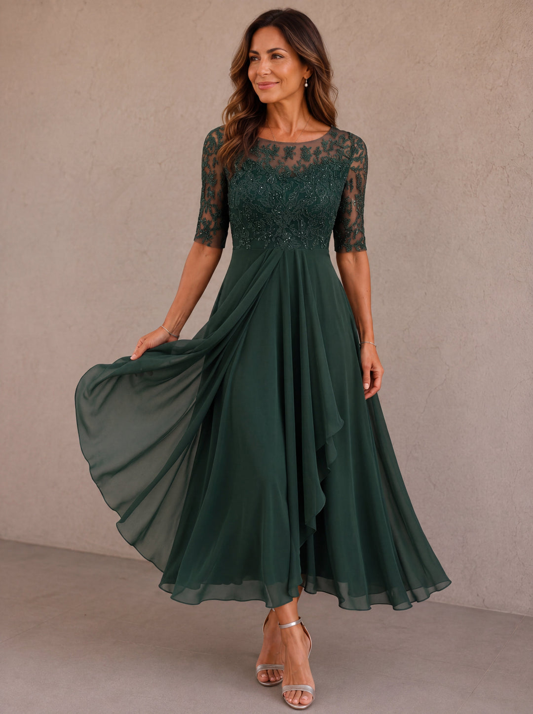 Abella | Jurk van Kant en Chiffon