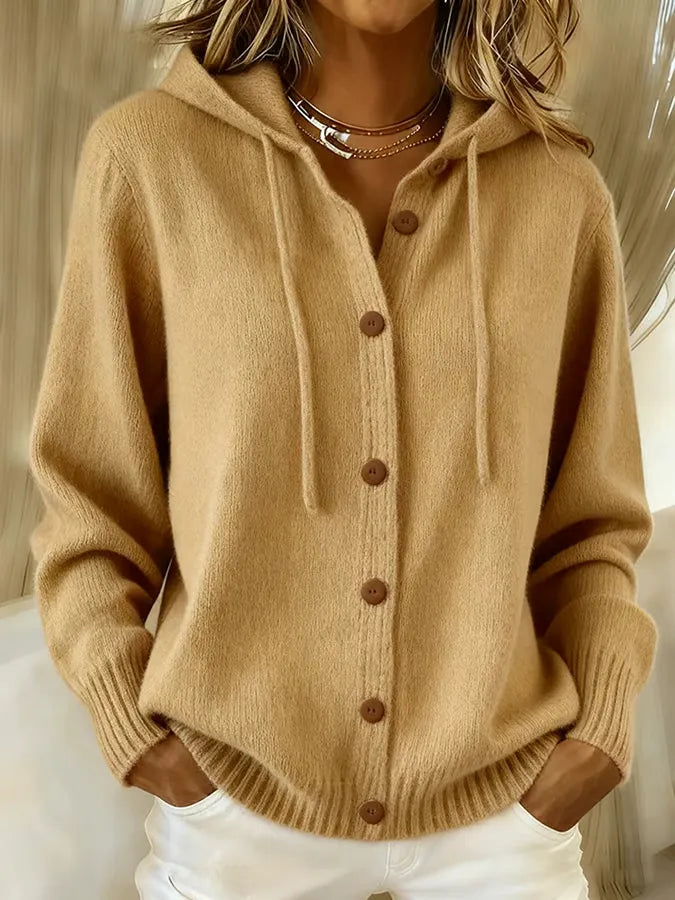 Tessa | Gezellige vest-hoodie met knopen
