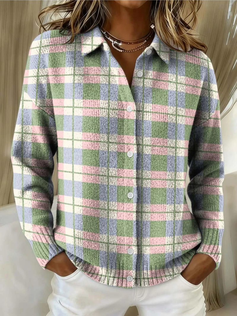 Suzanne | Vest met pastelkleurige geruite knopen