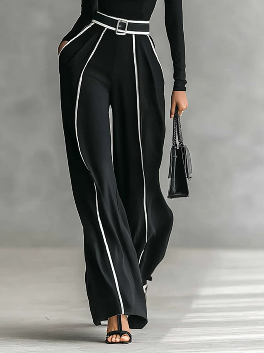 Emma | Elegant Set met Hoge Kraag en Wijde Broek