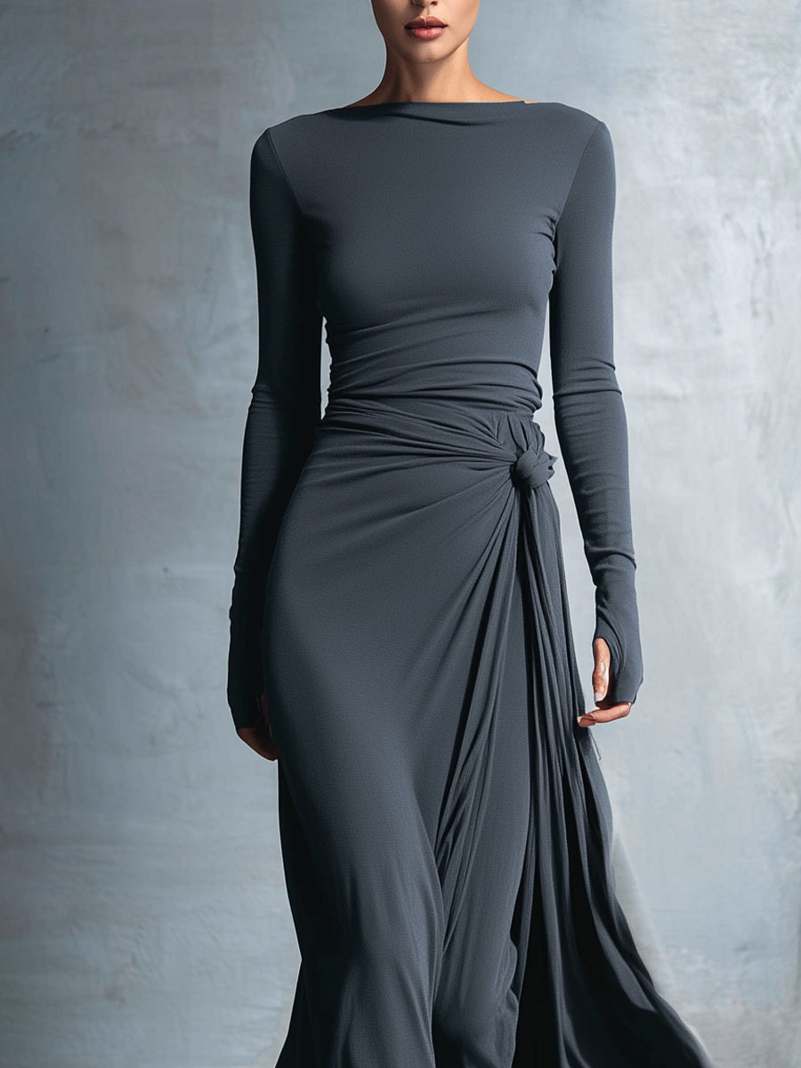 Naomie | Maxi-jurk met Zijde Knoop