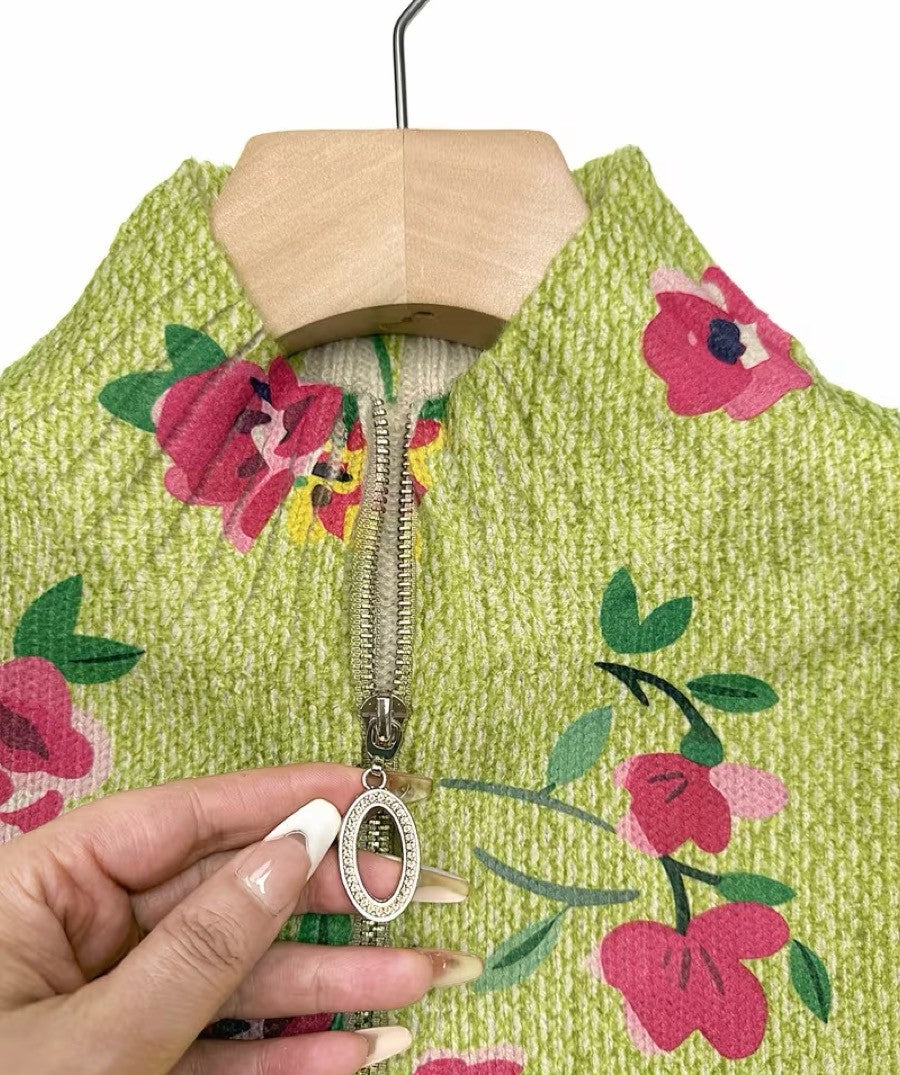 Pauline | Roze bloemenlimoen vest met rits