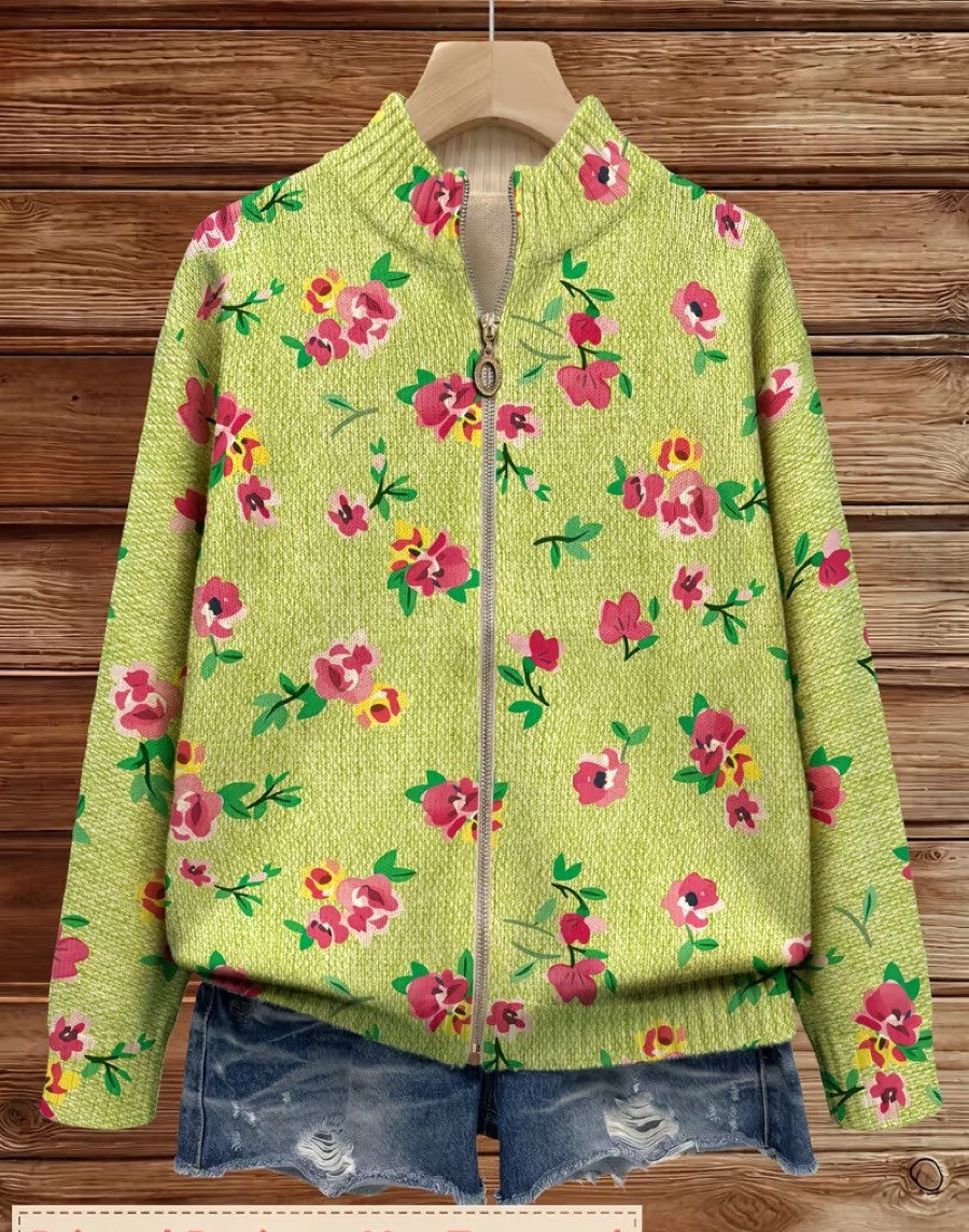 Pauline | Roze bloemenlimoen vest met rits