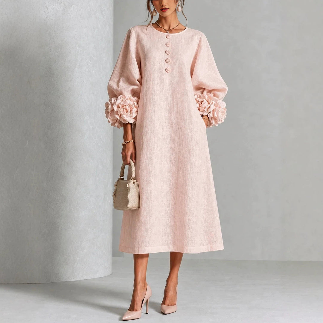 Ivy | Midi-jurk met Rozenmanchetten