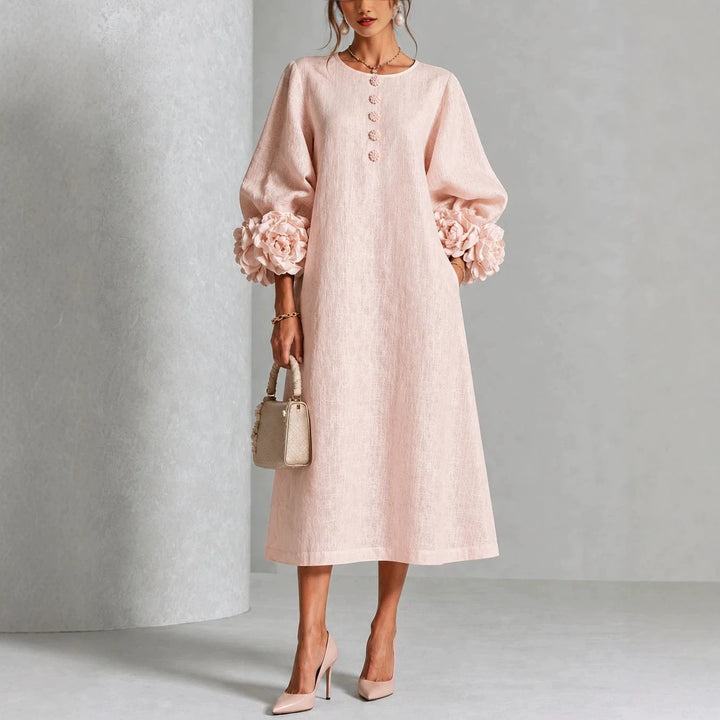 Ivy | Midi-jurk met Rozenmanchetten