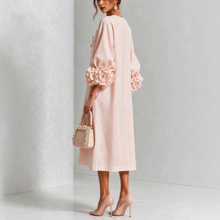 Ivy | Midi-jurk met Rozenmanchetten