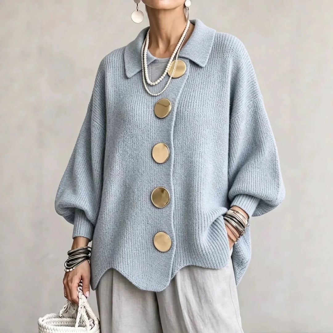 Karina | Oversized Vest met Kraag en Knopen