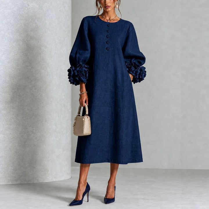 Ivy | Midi-jurk met Rozenmanchetten