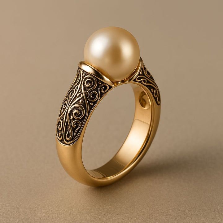 Tijdloze vintage ring met parels in goud