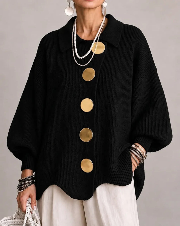Karina | Oversized Vest met Kraag en Knopen