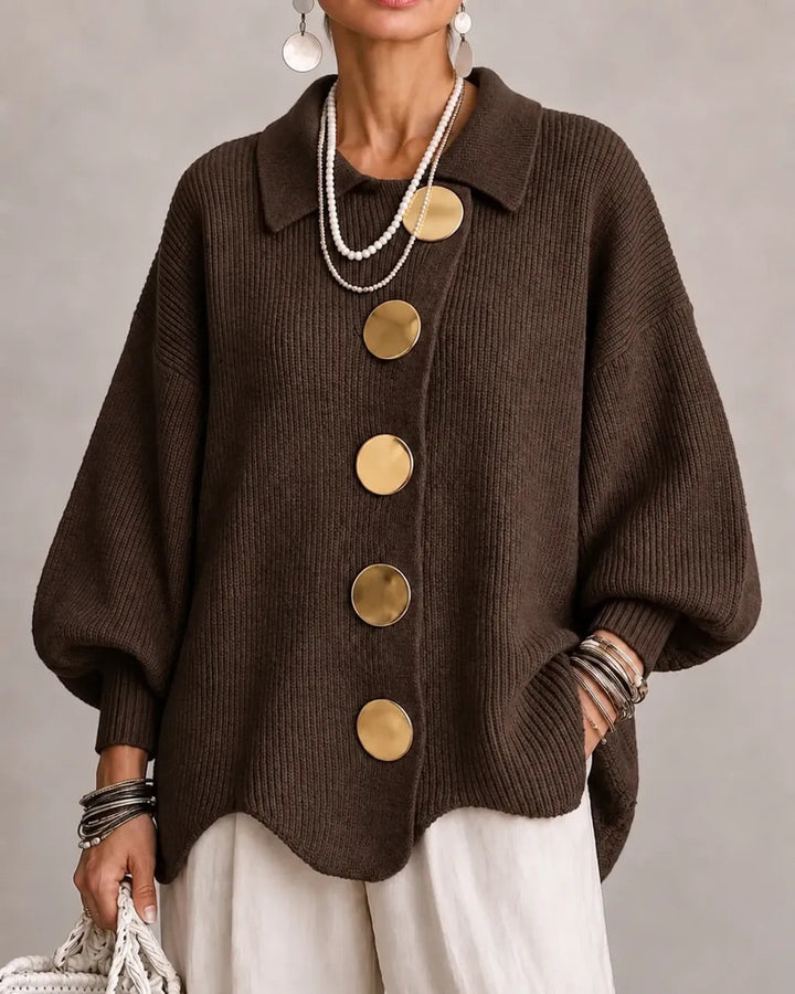 Karina | Oversized Vest met Kraag en Knopen