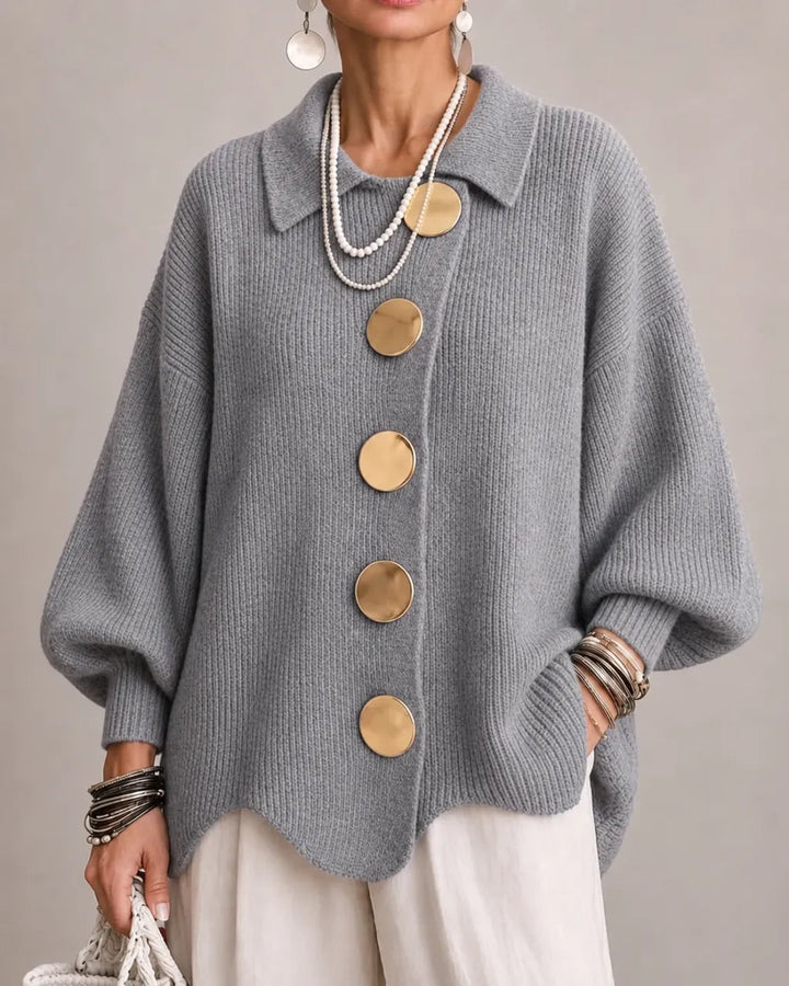 Karina | Oversized Vest met Kraag en Knopen