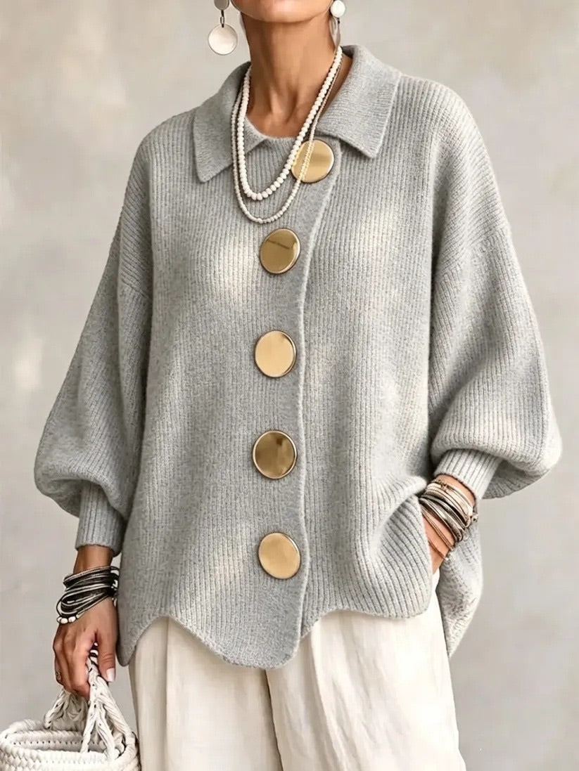 Karina | Oversized Vest met Kraag en Knopen