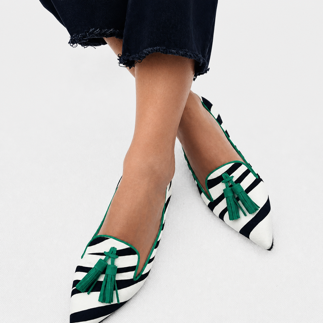 Riane | Groene loafers met zebraprint