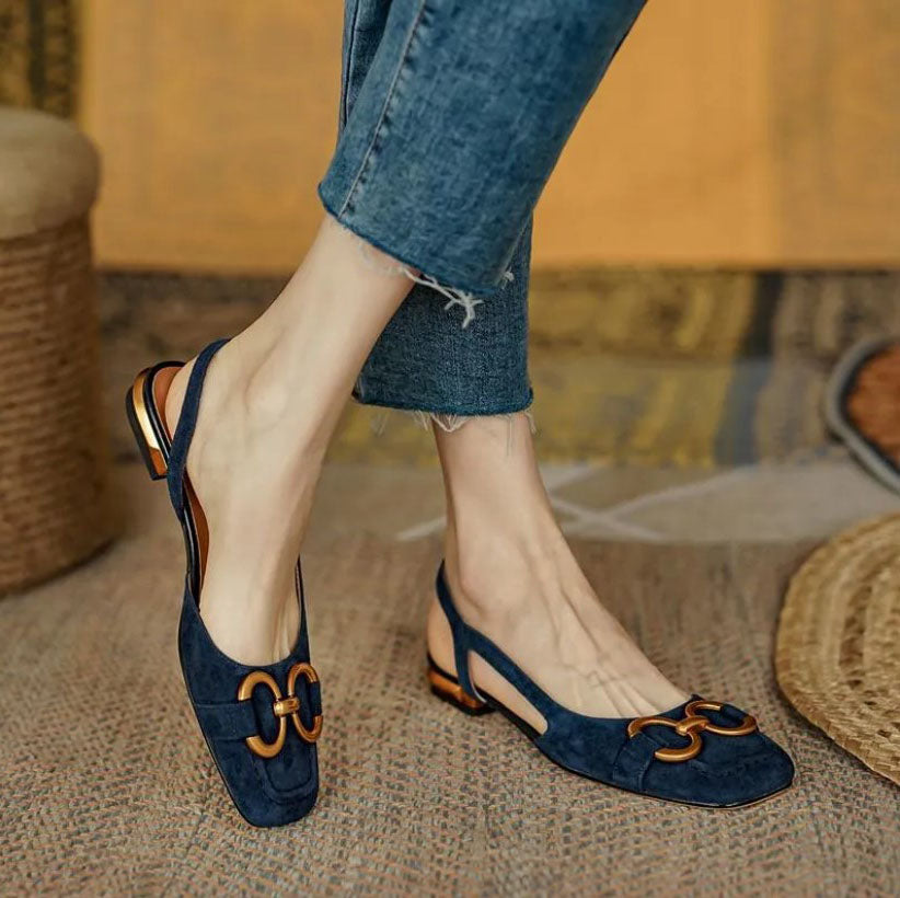 Mocassins Met Achterband en Blokhak Martine
