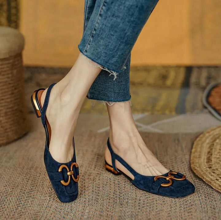 Mocassins Met Achterband en Blokhak Martine