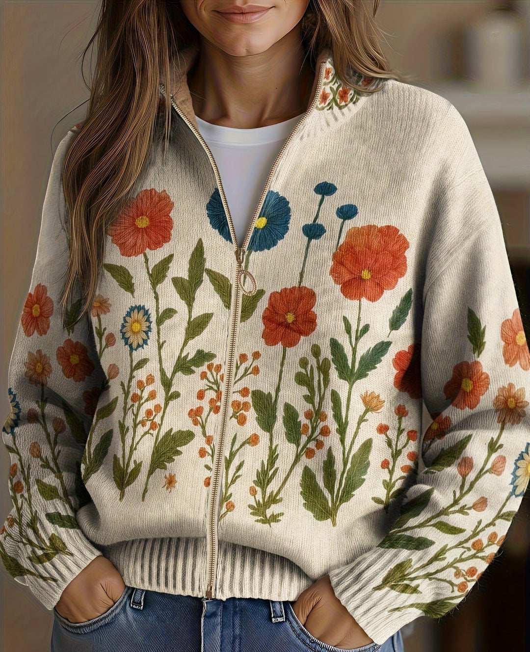 Carolien | Wildflower weide vest met rits